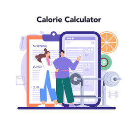 Nutritionist online service or platform. Nutrition therapy