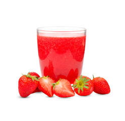 Strawberry smoothie fruit isolated on white background.