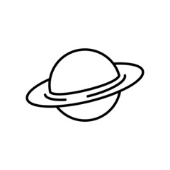 Saturn planet flat icon. Pictogram for web. Line stroke. Isolated on white background. Vector eps10