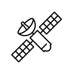 Space satellite flat icon. Pictogram for web. Line stroke. Isolated on white background. Vector eps10