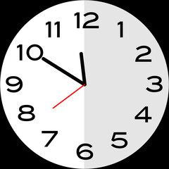 10 minutes to 12 o'clock analog clock icon