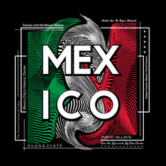 Mexico t-shirt and poster graphic design in abstract style. Vector illustration