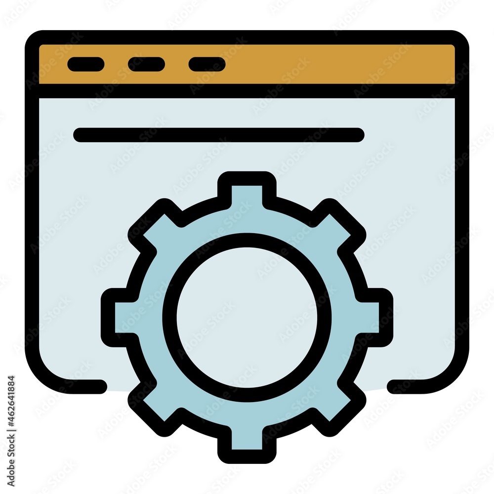 Aufkleber gear application window icon. outline gear application window vector icon color flat isolated