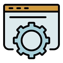 Gear application window icon. Outline gear application window vector icon color flat isolated