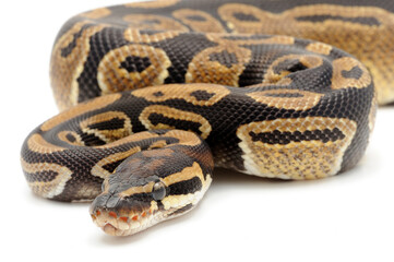 Ball python (Python regius) on a white background