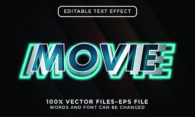 3d movie text. editable text effect premium vectors