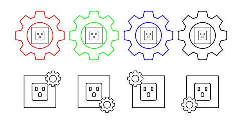 Socket, energy vector icon in gear set illustration for ui and ux, website or mobile application