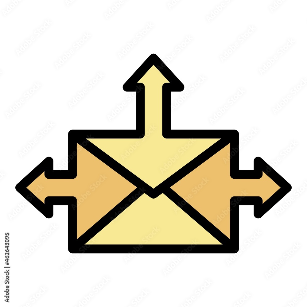 Poster envelope with arrows icon. outline envelope with arrows vector icon color flat isolated