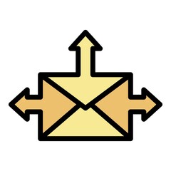 Envelope with arrows icon. Outline envelope with arrows vector icon color flat isolated