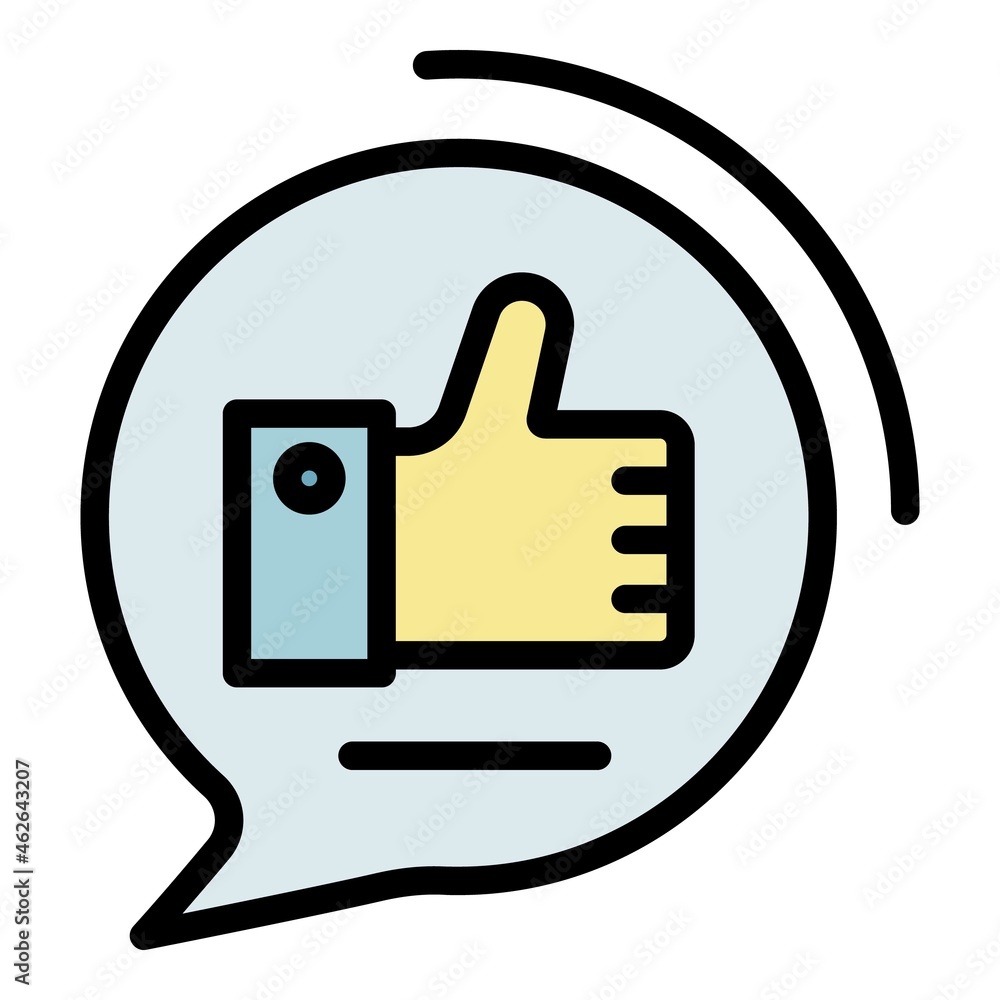 Poster like in chat bubble icon. outline like in chat bubble vector icon color flat isolated