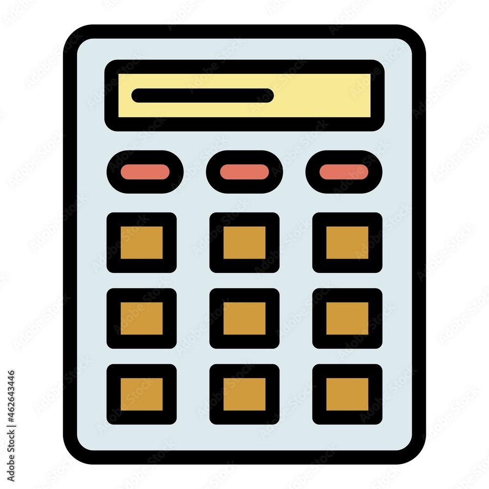 Poster calculator icon. outline calculator vector icon color flat isolated