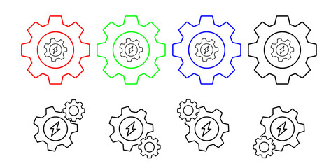 Settings, energy vector icon in gear set illustration for ui and ux, website or mobile application