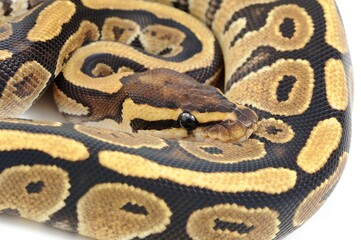 Ball python (Python regius) on a white background