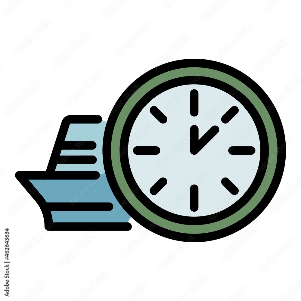 Poster station clock icon. outline station clock vector icon color flat isolated