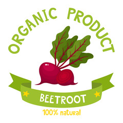 Healthy organic vegetables badge of beetroot isolated on white - 462643662