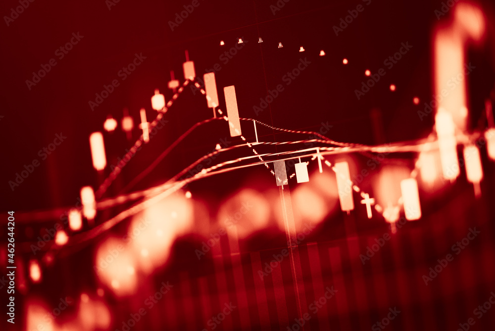Poster fundamental and technical analysis for professional technical trading as concept. digital graph of f