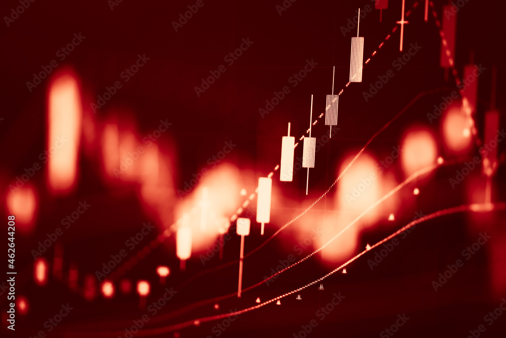 Poster fundamental and technical analysis for professional technical trading as concept. digital graph of f