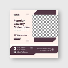 Jewelry social media  post banner or square flyer design Premium Vector