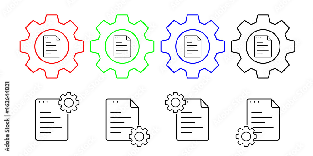 Poster file, document, text vector icon in gear set illustration for ui and ux, website or mobile applicati