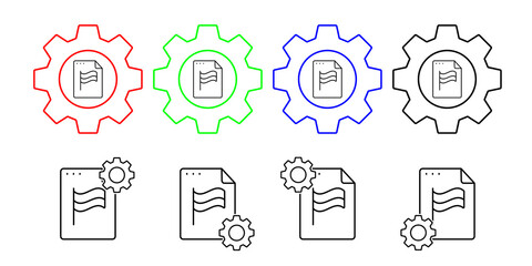 Fototapeta premium File, document, flag vector icon in gear set illustration for ui and ux, website or mobile application