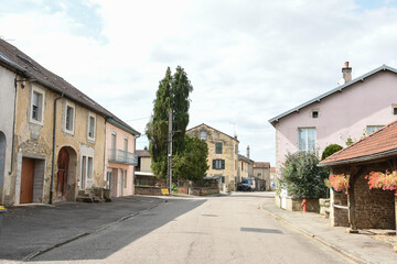 Fototapeta na wymiar street in the old village of Jussey in the Champagne Ardenne in France