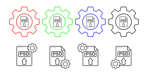 File, document, psd vector icon in gear set illustration for ui and ux, website or mobile application