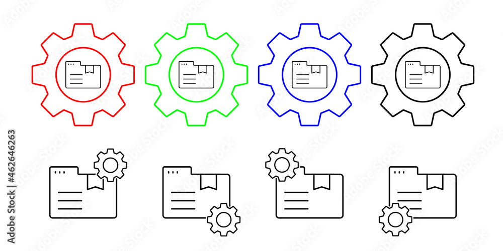 Poster folder note vector icon in gear set illustration for ui and ux, website or mobile application