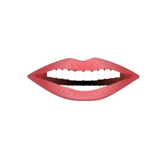 Fototapeta premium Vector smiling mouth or lips isolated on white