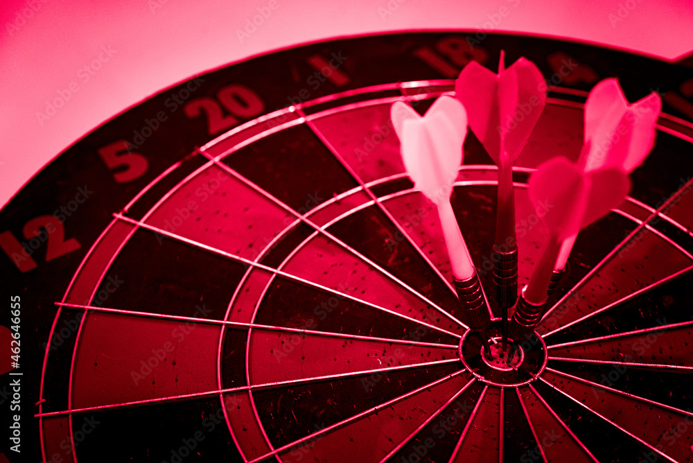 Poster bullseye is a target of business. dart is an opportunity and dartboard is the target and goal. so bo