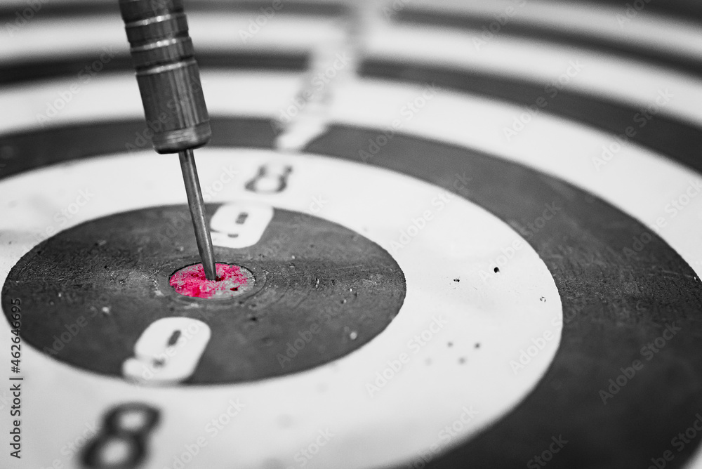 Poster bullseye is a target of business. dart is an opportunity and dartboard is the target and goal. so bo