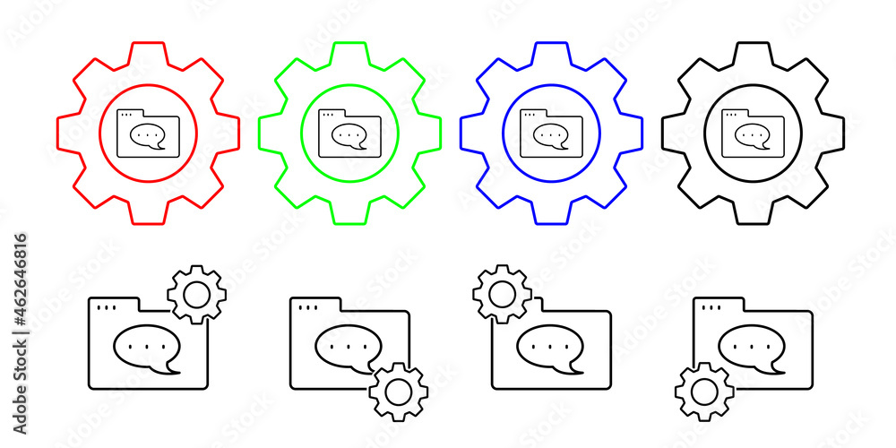 Poster folder message vector icon in gear set illustration for ui and ux, website or mobile application