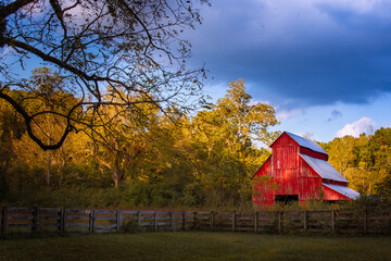 Red barn in autumn