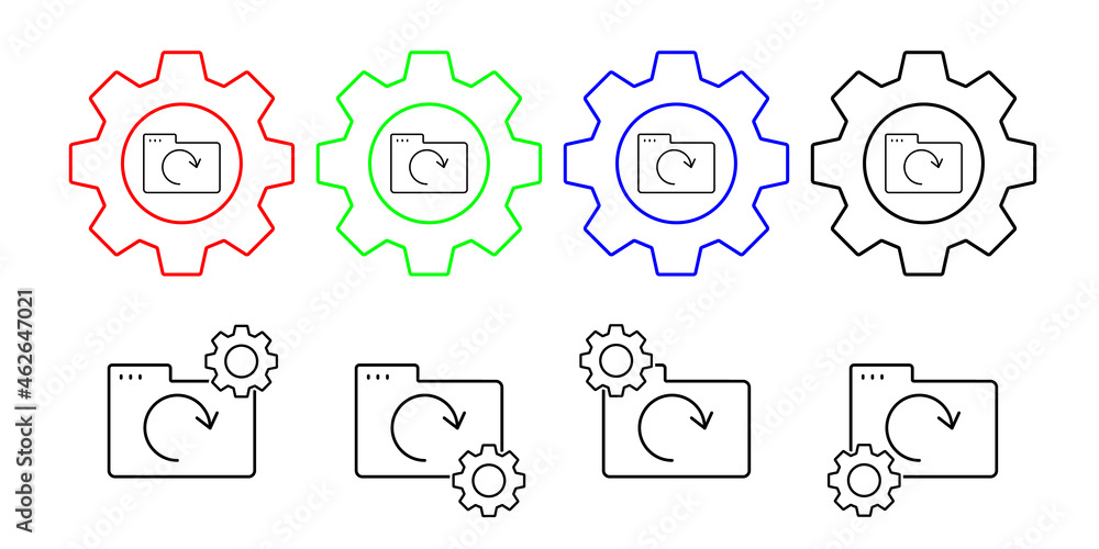 Aufkleber folder update vector icon in gear set illustration for ui and ux, website or mobile application