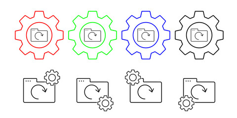 Folder update vector icon in gear set illustration for ui and ux, website or mobile application