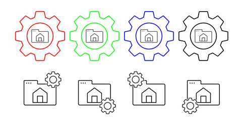 Folder house vector icon in gear set illustration for ui and ux, website or mobile application
