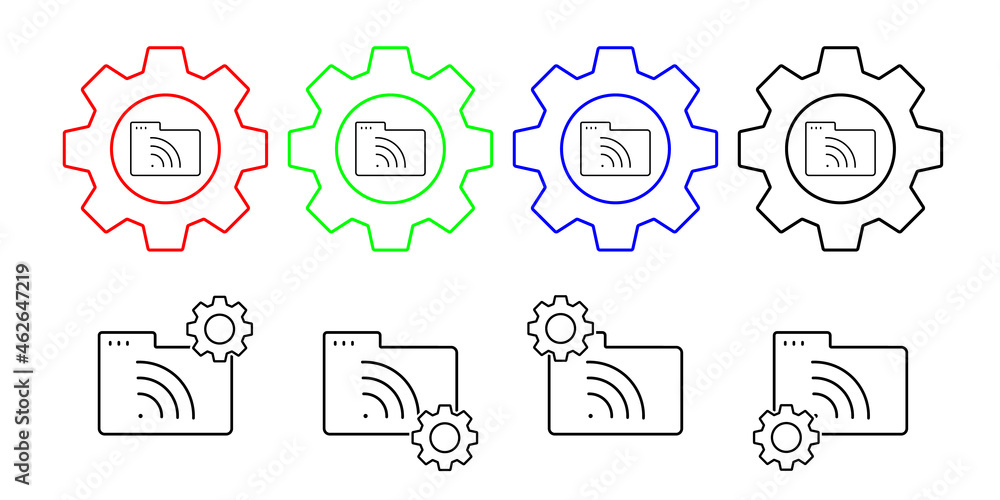 Poster folder wi-fi vector icon in gear set illustration for ui and ux, website or mobile application