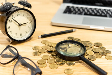 Gold coins stacks is representing riches and wealth management. Coin stack growing and find out the...