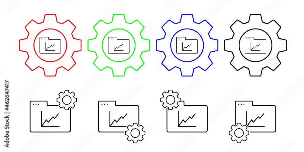 Aufkleber folder chart vector icon in gear set illustration for ui and ux, website or mobile application
