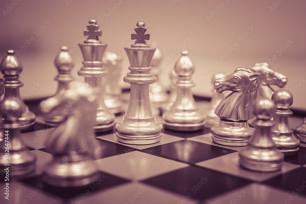 Poster chess board game to represent the business strategy with competition in the world market. and find o