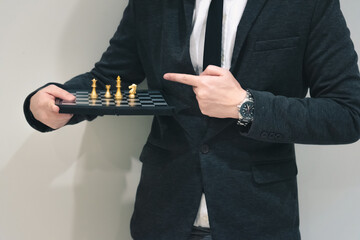 Young business man and digital number of stock market background to represent successful in...