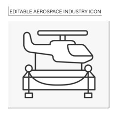 Helicopter line icon. Helicopters are exhibited in museum. Aerospace industry concept. Isolated vector illustration. Editable stroke