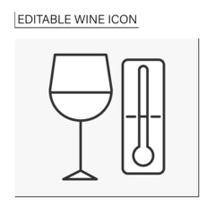  Drinking line icon. Perfect serving and drinking temperature for wine. Wine concept. Isolated vector illustration. Editable stroke