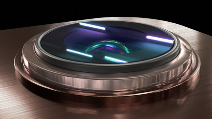 Smartphone camera lens macro, lifestyle 3D rendering on black