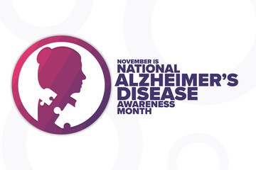 November is National Alzheimer’s Disease Awareness Month. Holiday concept. Template for background, banner, card, poster with text inscription. Vector EPS10 illustration.