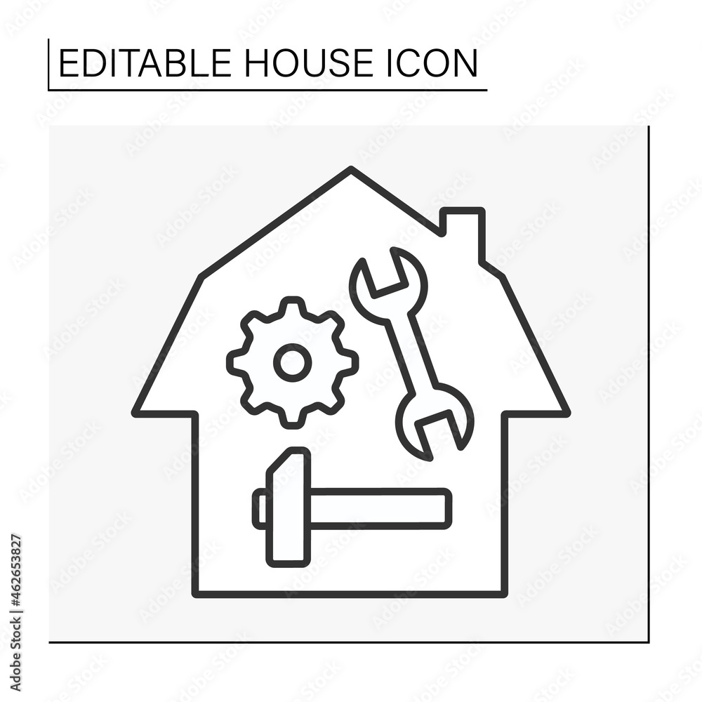 Aufkleber instruments line icon. tools for fixing broken things. house concept. isolated vector illustration. 