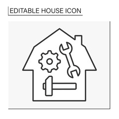  Instruments line icon. Tools for fixing broken things. House concept. Isolated vector illustration. Editable stroke