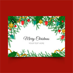 Merry christmas background with realistic ornaments and presents Lovely christmas background with realistic green and red decoration
