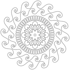 Leaf Flower Petal Coloring Mandala Art Simple Graphic Shape Vector Floral Oriental Outline Vintage Decorative Elements Pattern Illustration Islam Arabic Indian Turkish Mystic Religion Morals Lotus
