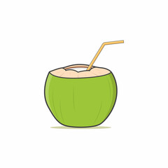 Green coconut cut open vector graphics