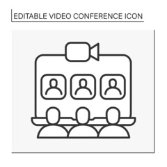 Communication line icon. Group video call. Worldwide network. Video conference concept. Isolated vector illustration. Editable stroke
